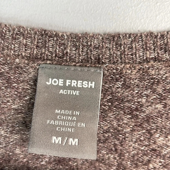 JOE FRESH Active Side Slit Knit Sweater Maroon Brown Marled Crewneck Stretch M - Picture 8 of 11
